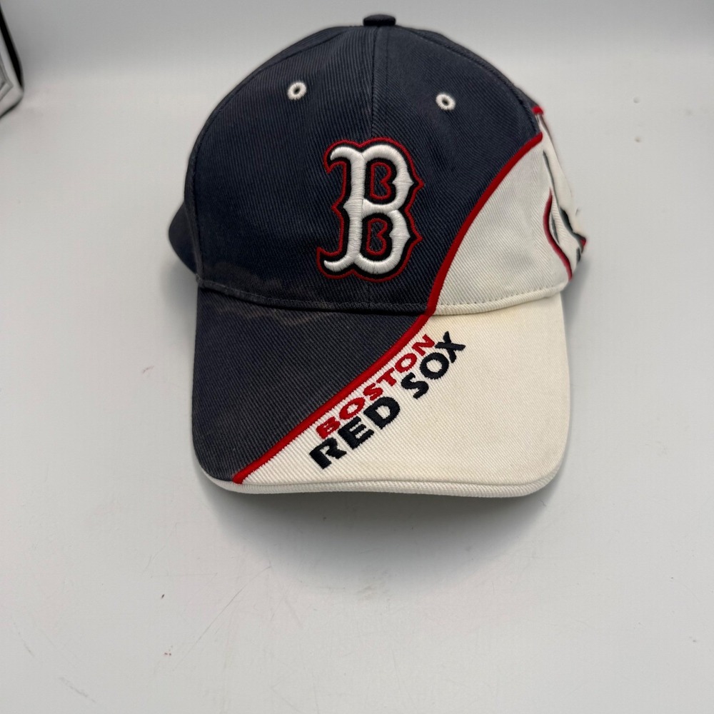 Vintage Y2K Boston Red Sox Hat Mens Navy White Split Adjustable MLB Cap